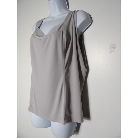 Simonton Says 1X Tank Top Slinky Cami Light Gray Crossover Front Stretch Layerin - Picture 3 of 11